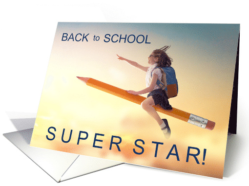 Back to School Super Star Girl Flying card (1586394)