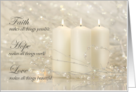 Faith Makes All Things Possible Christmas Candles card