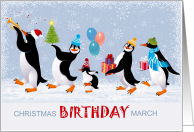 Christmas Birthday Penguins for Young Kids card