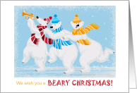 Whimsical BEARY Christmas Polar Bears card