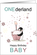 Baby’s 1st Bithday Winter ONEderland Penguin card