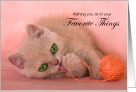 Birthday Cute Kitten with a Ball of Yarn card