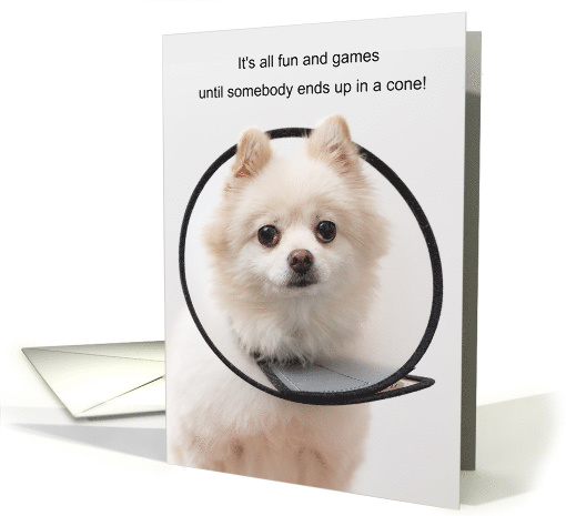 Funny Get Well Dog in a Cone for Injury or Accident card (1595698)