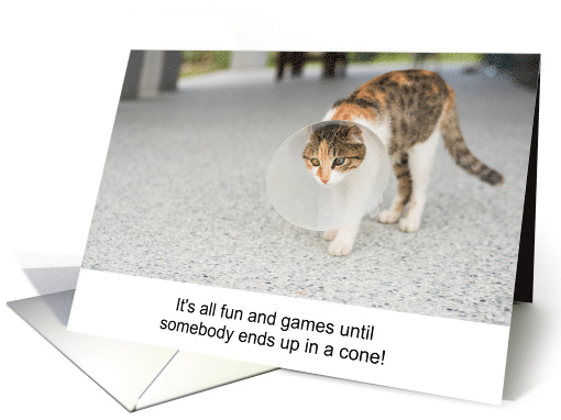 Funny Get Well Cat in a Cone for Injury or Accident card (1595708)