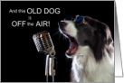 Radio Personality Retirement Funny Dog and Microphone card