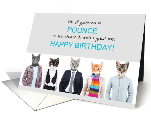 for Boss Funny Bithday with a Cat Line Up card (1598226)
