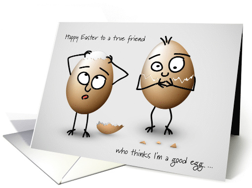 for Friend Funny Easter Egg Stick Figures with a Crack card (1602806)