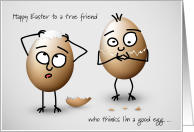 for Friend Funny Easter Egg Stick Figures with a Crack card