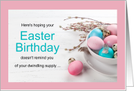 Easter Birthday for Her Funny Play on Egg Supply card