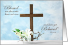 Easter Scripture John 20:29 Lilies and Cross card