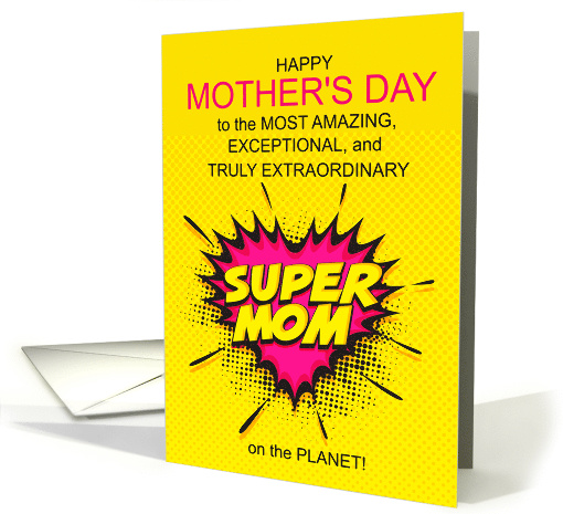 Super Mom Mother's Day Pink and Yellow Comic Book card (1607798)