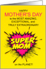 Super Mom Mother’s Day Pink and Yellow Comic Book card