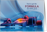 Father’s Day Formula One Racing Theme Concept Car card