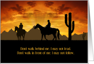 Male Friendship Country Western Cowboy Sunset card