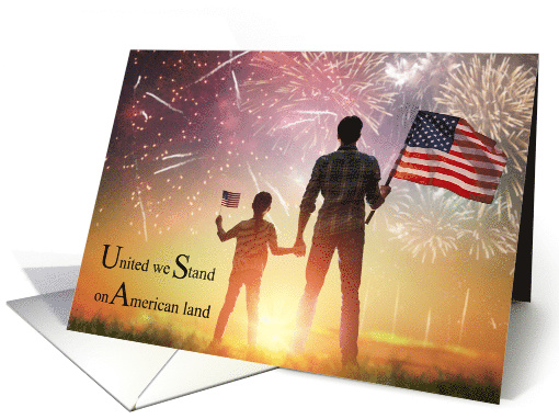 4th of July United We Stand Fireworks and Flag card (1624520)