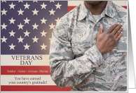 Veterans Day Salute Soldier and American Flag