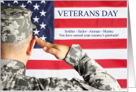 Veterans Day Salute Soldier and American Flag card