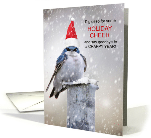 Funny Holiday Grumpy Bluebird Goodbye Crappy Year card (1641660)
