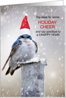 Funny Holiday Grumpy Bluebird Goodbye Crappy Year card