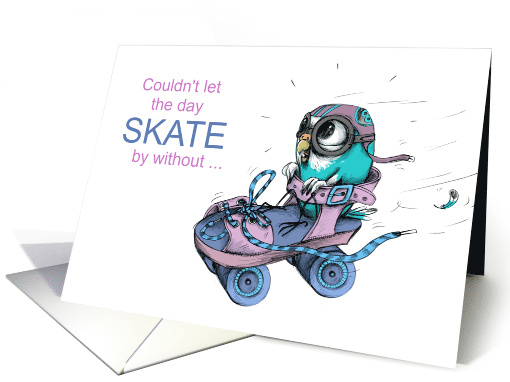 Girl's Birthday Canary on a Purple Roller Skate card (1671906)