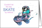 Girl’s Birthday Canary on a Purple Roller Skate card