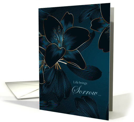 Sympathy with Deep Teal Lilies and Tender Message card (1687336)