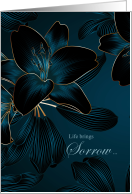 Sympathy with Deep Teal Lilies and Tender Message card