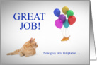 Great Job Congratulations Cat and Goldfish card