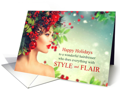 Hairdresser Holiday Woman with Festive Hairdo card (1706996)