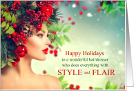 Hairdresser Holiday Woman with Festive Hairdo card