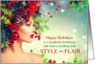 Hairdresser Holiday Woman with Festive Hairdo card