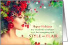 Hairdresser Holiday Woman with Festive Hairdo card