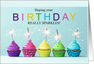 Birthday Rainbow Cupcakes and Sparklers card
