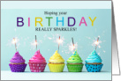 Birthday Rainbow Cupcakes and Sparklers card