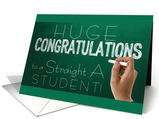 Straight A Student Congratulations Green Chalkboard card (1734888)