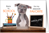 Back to School Mathlete Cute Pitbull Student card