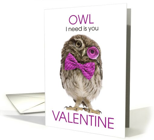 OWL I Need is You Valentine Cute Owl in a Bowtie card (1740176)