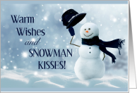 Warm Wishes and Snowman Kisses Winter Holiday card