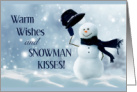 Warm Wishes and Snowman Kisses Winter Holiday card