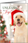 Unleash the Joy Golden Retriever Christmas card