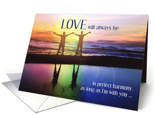 Gay Couple LGBTQ Flag Colors Two Men on the Beach card (1744484)