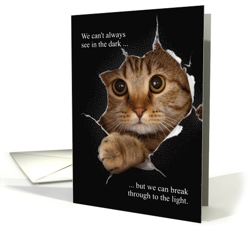Encouragement 12 Step Recovery Cat Breaks Through card (1745934)