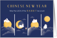 Year of the Rabbit Chinese New Year Moon and Bunnies card