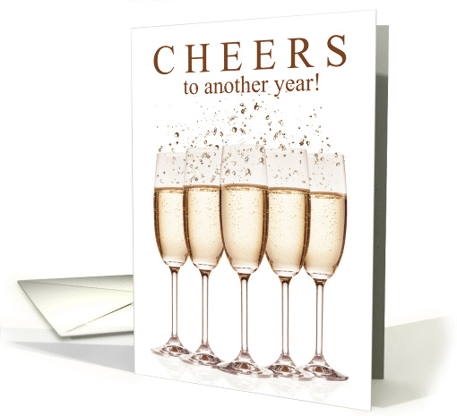 New Year Cheers Champagne Glasses with Bubbly card (1750838)