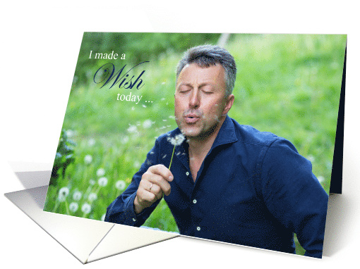 Miss You Man Making a Wish with a Dandelion card (1752582)