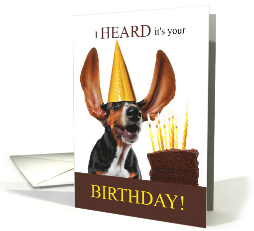 Basset Hound Birthday Dog with Chocolate Cake card (1756226)