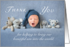 Thank You for Delivering our Son Blue Newborn card