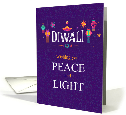 Diwali Peace and Light Colorful on Purple card (1804686)