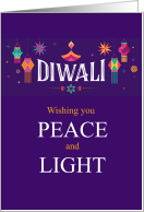 Diwali Peace and Light Colorful on Purple card