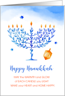 Hanukkah Menorah Blue and Orange Illustration card